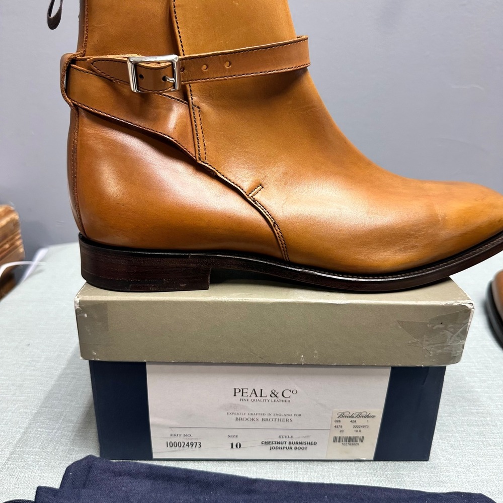Brooks Brothers Peal & Co Mens Chestnut Burnished Leather Jodhpur Boots 10 D NEW - Picture 15 of 16